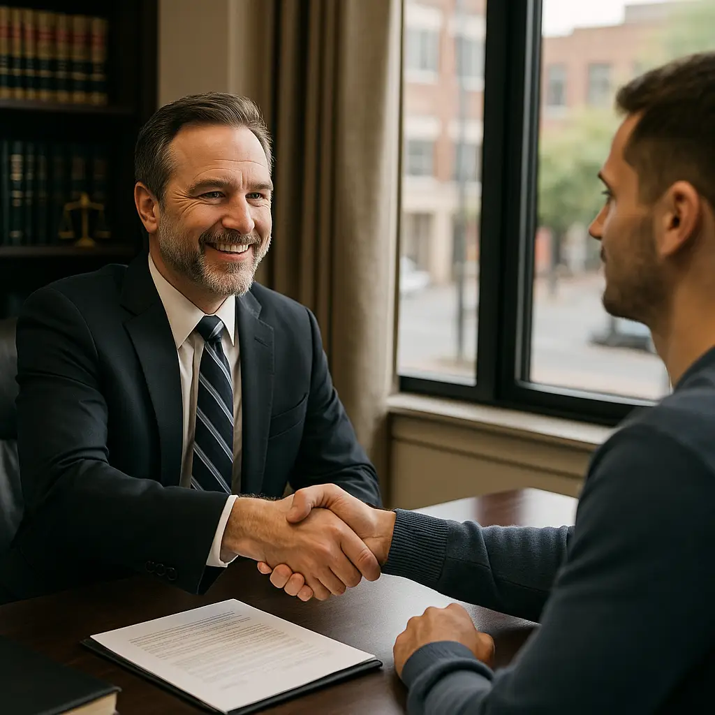 Fighting Simple Possession Charges in Greensboro Attorney and client shaking hands after a successful possession defense.