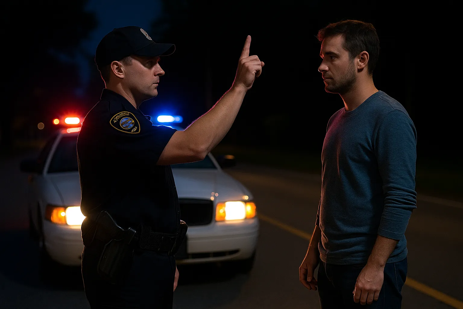 Officer administering a horizontal gaze nystagmus test